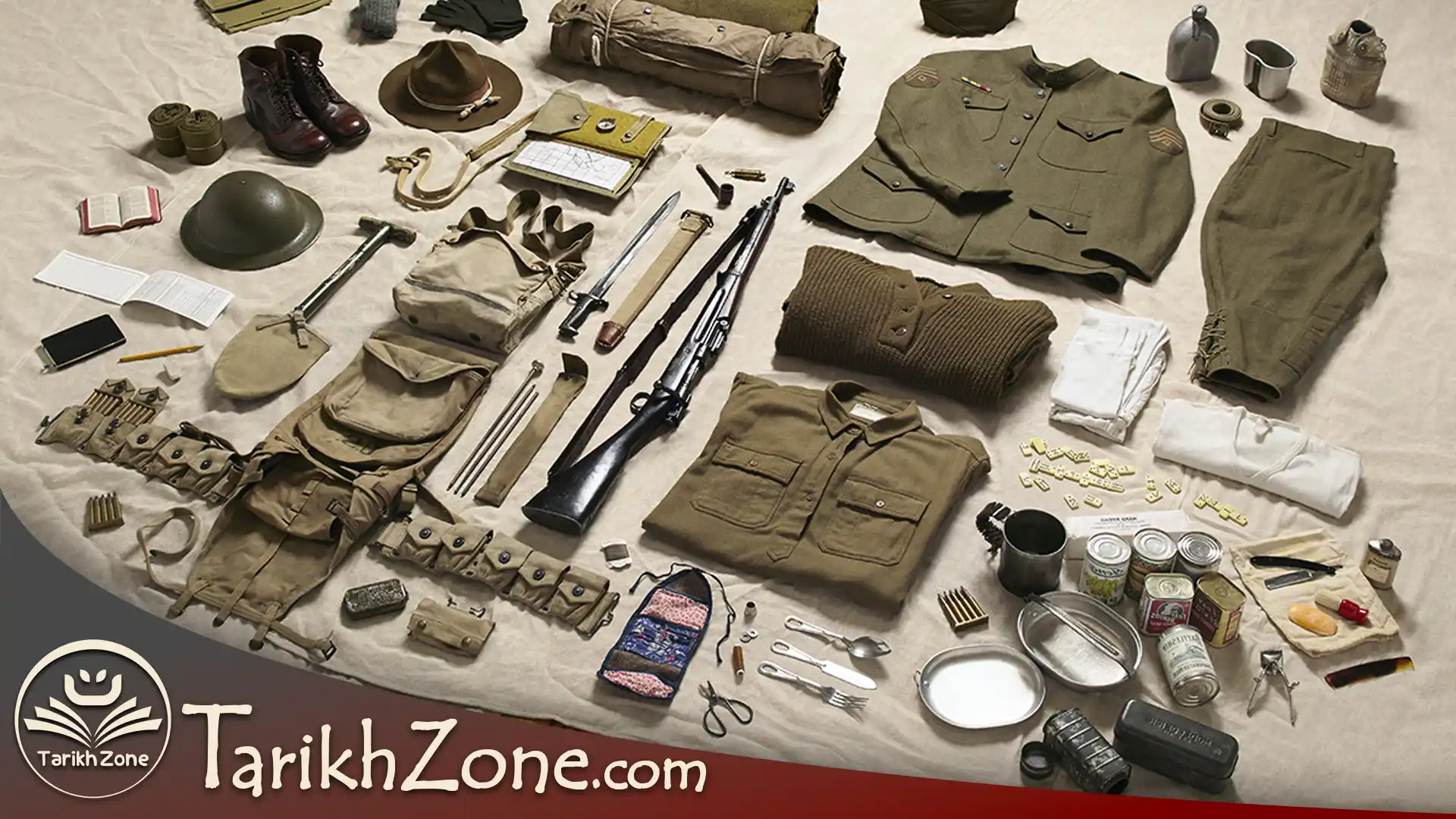 ۱۱ شیء که سربازان پیاده‌نظام در جنگ جهانی اول حمل می‌کردند